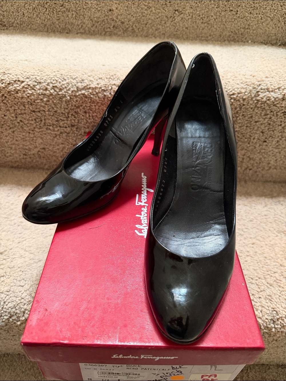 Salvatore Ferragamo Black Patent Leather Pumps